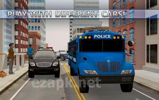 Police car suv and bus parking