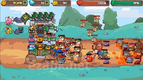 Cat'n'robot: Idle defense. Cute castle TD game