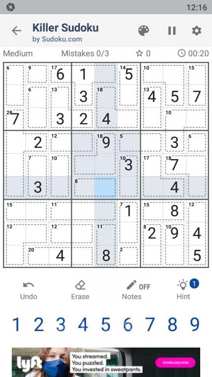 Killer Sudoku by Sudoku.com - Free Number Puzzle