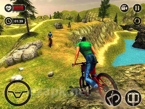 Uphill offroad bicycle rider